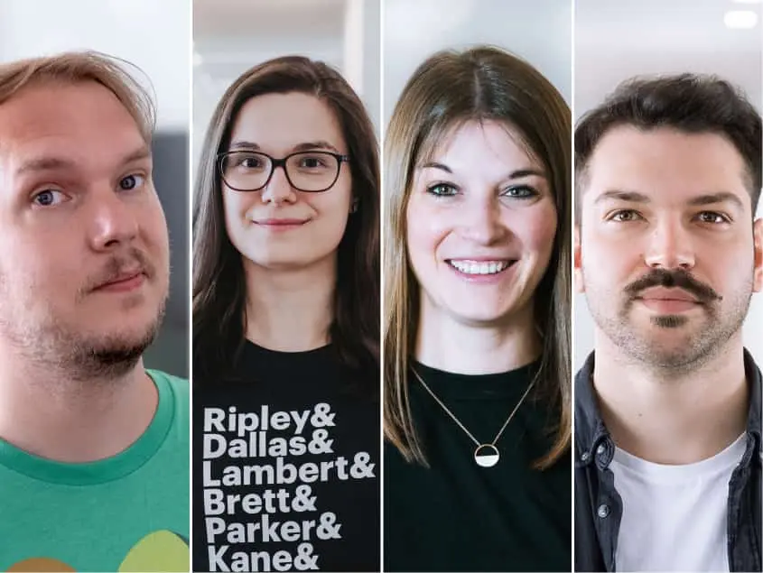 4 Leads für Tech, Design & Operations: Gianni, Stefanie, Jannik & Nele